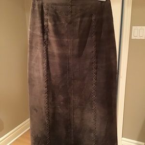 Long brown suede skirt